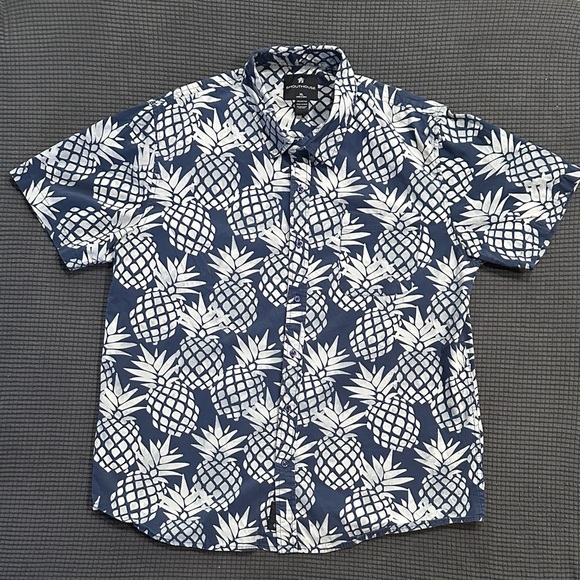 LIMITED TIME $5 ITEM!! Stylish Blue Pineapple Print Men's Shirt - Picture 1 of 1